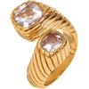 Zayka Jewelry Anello donnaparticolare fascia placcato oro 18K carati su acciaio inossidabile (rige oro)