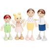 Woet® - Famiglia di Bambole Giocattolo in Legno per Bambini - Set di 4 Personaggi - Accessori per Casa delle Bambole - Gioco di Imitazione - A Partire da 3 Anni - Regalo per Bambini