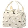 BuyCard Lunch Bag - Contenitore isolato per il pranzo da donna, riutilizzabile, grande capacità, per adulti, piccolo cordoncino a prova di perdite, per lavoro, ufficio, viaggi, picnic (Black bow)