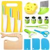 O-Kinee Montessori - Set di 17 utensili da cucina per bambini, coltello, tagliere e sbucciapelle per frutta, pane e verdure