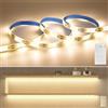 Auting Strisce a LED automatica con rilevatore di movimento, striscia a LED bianca calda da 1 m da 3500k con funzione timer, striscia led a batteria con sensore per armadi, scale, cucina, letti, bagni
