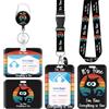 Epaing 2 pezzi porta badge con nastro e portachiavi estraibile, porta badge con cordino lungo personalizzato, porta carte d'identità, porta carte d'identità, badge Holder gatto