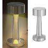 Cepewa Lampada da tavolo con funzione touch | ferro argento 3 tonalità di bianco freddo/caldo/bianco puro 9 x 21 cm | cavo USB ricaricabile dimmerabile (1 lampada da tavolo Lucinella argento)