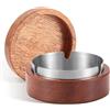 BOXLUNT Posacenere da Esterno, Posacenere Portatile in Legno con Coperchio, Posacenere Antivento con Interno in Acciaio Inossidabile, Portacenere da Esterno per Casa/Giardino/Bar/Ristorante/Hotel
