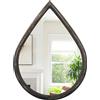 FEUFOAM Specchi a goccia per parete cornice in legno specchio da appendere alla parete decorativo country grande specchio ovale per soggiorno, camera da letto, corridoio, decorazione 65 x 45 cm