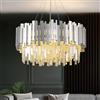YZBEIMDAI Lampadario Moderno di Cristallo, 9×E14 Portalampada Luce | Argento Lampada a Sospensione Rotonda di Cristallo per soggiorno, sala da pranzo