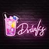 RuCvixkt Drinks Insegna LED al Neon, Pannello Luminoso per Birra, Cocktail, Limonata, Decorazione Murale per Bar, Pub, Club, Man Cave, Ristorante, Negozio
