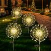 Ddlisu Pezzi 4 Luci Solari da Giardino per Esterni, Luci Solari a Forma di Dente di Leone, 120 LED, 8 Modalità, Luce a Stella, Lampada da Giardino Impermeabile per Prato, Vialetto, Decorazione/Bianco Caldo