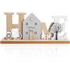 VOSSOT Decorazione Casa in Legno HOME - Scritta Home Legno Naturale, Decorazioni in Legna per Soggiorno, Decorazione Rustica e Moderna, Oggetto Decorativo per Interni, Idea Regalo Casa Nuova e Decoraziona Na