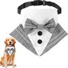 LEPGUYO Collare da Smoking per Cane, Abito Formale con Papillon, Bandana-Collare in Cotone Regolabile per Cani e Gatti, Ideale per Matrimoni, Compleanni e Costumi, Taglia L (a Quadri Nero e Bianco)