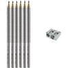 Faber-Castell 117697 Matita Grafite, Confezione da 6 183400 - Metallo Doppio temperamatite 50 - 34.