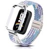 PaceBid Nylon Cinturino per Xiaomi Smart Band 9 Active/Redmi Smart Band 3 | Uomini Donne Intrecciato Nylon Magnetico Elastico Watch Band per Xiaomi Redmi Smart Band 3/Mi Band 9 Active, Viola/Blu