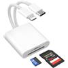 Denlane Lettore di schede microSD / SD a doppio connettore per iPhone iPad, lettore di schede SD Lightning e USB C, lettore di schede di memoria fotocamera, adattatore USB-C OTG per dispositivi con iOS