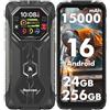 Blackview ROCK 1 Rugged Smartphone Android 16, 24GB+256GB Telefono Indistruttibile,15000mAh, 20MP Visione Notturna, Gemini AI, Display 6.56 HD+ 2.01, IP69K Impermeabile, NFC/OTG/GPS/2 Anni Garanzia