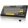 YINDIAO Ajazz AK820PRO Mechanical Keyboard with TFT Smart Display&Knob,2.4G Wireless/BT5.1/USB-C Wired,75% ANSI Layout,5 Sound Absorbing Foams,Hot-Swap Linear Switch,RGB Backlit,for PC,MAC (Grey)