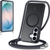 Yoedge Magnetica Cover per Samsung Galaxy S26+ / S26 Plus con Cordino, Compatibile con MagSafe, Custodia Traslucida Opaca Hard PC Sottile TPU Antiurto Protettiva Case con Corda Collana Tracolla, Nero