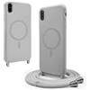 CUZZCASE Cover Compatibile con iPhone XS Max(6.5),Cover Magnetica[Compatibile con MagSafe],Bumper con Laccio,Regolabile Lanyard TPU Corda Silicone Case-Grigio