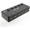 Cubilux 5 vie 6,35 mm stereo audio splitter con interruttore, passivo multi 1/4 AUX distributore, TRS splitter box/HUB per cavo strumento, cuffie, altoparlante, chitarra, tastiera, pedale