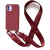 2NSPDRGNI Magnetica Cover con Collana Compatibile con iPhone 12 Mini,Case con Laccio per Il Collo Custodia con Cordino,Rosso