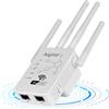 aigolink 1200Mbps Ripetitore WLAN Potente per Casa, Amplificatore Segnale WiFi Range Extender 5GHz & 2.4GHz Dual Band, Compatibile con Router Fibra, modalità AP, 2 porte LAN/WAN-802.11AC/B/G/N
