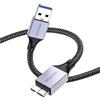 MOGOOD Cavo da Micro B a USB 3.0, Compatibile con WD Elements, Seagate Expansion, Samsung T7/T9, Galaxy S26/S26 Ultra, Note 20 Ultra e Altri Dischi Rigidi Esterni, Grigio.