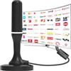 QGClearSO 2026 Antenna TV Interna,Antenna TV Interna Amplificata Potente Ricezione 360° fino a 100 km con Base Magnetica,Supporto HD/4K/1080,DVB-T2/DVB-T2,installazione molto semplice