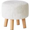 YMYNY Rotondo Sgabello Ottomano Poggiapiedi, Cambiare Sgabello Scarpe, Poliestere Spugna Poggiapiedi Con Gambe In Legno Antiscivolo Per Soggiorno, Divano, Ingresso 32×32×32CM Bianco HBD035W