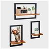 hi-home, Set di 3 mensole sospese da parete, per decorazione della parete, quadrate, in legno, per riporre oggetti, per bagno, soggiorno, colore: marrone (Noce)