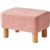 YMYNY Pouf Poggiapiedi Rettangolare, Ottomano, Poggiapiedi Camera da Letto, Pouf Poggiapiedi, Materiale in Velluto Teddy, Sgabello Basso per Soggiorno e Ingresso, 40 x 29 x 25CM Rosa HBD030P