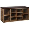 VASAGLE Panca Scarpiera, Scarpiera Ingresso con Seduta Cuscino e 10 Scomparti, Ripiani Regolabili, Corridoio Soggiorno, 30 x 104 x 48 cm, Marrone Vintage e Marrone LHS10BX