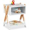 Relaxdays Comodino da Letto per Bambini, Tavolino con Scomparto Giochi Cameretta, 42x34x30 cm, Legno e MDF, Multicolore