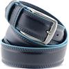 La Bottega del Calzolaio Cintura in pelle da uomo con bordo celeste (120 cm (50/52 EU), Blu)