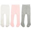 Durio - Calzamaglia per bambini, in cotone, collant caldi, 3 paia di colore bianco., 0-6 Mesi Rosa chiaro bianco grigio chiaro 0-6 mesi
