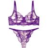 AIEOE Set di lingerie da donna, biancheria intima da donna, sexy, biancheria intima, trasparente, reggiseno a rete con ferretto, perizoma ricamato, motivo floreale, biancheria intima, 2 pezzi, verde