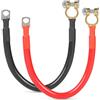 SWAWIS 2 Pezzi Cavi Batteria Auto M10 50cm, Cavo Batteria 25mm² 12V/24V Cavi Batteria con Terminali per Solare Moto Auto Cavo di Terra della Batteria, Nero + Rosso