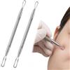 LEOUEANR 2 asole per rimozione punti neri, in acciaio inox su entrambi i lati, strumento per la cura della pelle professionale e kit per scoppiare brufoli (argento)