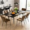 MEUBLE COSY Set di Mobili per Sala da Pranzo da 7 Pezzi con 1 Tavolo Allungabile e 6 Sedie in Pelle Scamosciata, Struttura in Acciaio per Cucina e Soggiorno, Nero + Oro + Marrone
