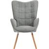 MEUBLE COSY, Grigio Sedia da Ufficio Poltrona da Scrivania Imbottita Scandinavia con Braccioli in Tessuto con Schienale Alto Gambe in Legno per Studio, 66x71x106cm