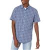 Amazon Essentials Camicia in Popeline a Maniche Corte Regular Fit Uomo, Blu A Quadretti, XXL