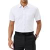 Alimens & Gentle Camicie da Uomo a Maniche Corte, vestibilità Regolare, in bambù, Elasticizzate, Senza Pieghe, con Bottoni, Tutto Bianco., M