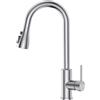 KEEPIFY Rubinetto da cucina allungabile - 35,7 cm ad arco alto rubinetto da cucina ad alta pressione con 3 tipi di getto, testa doccia in ABS e beccuccio da 18,7 cm, miscelatore monocomando, rotazione
