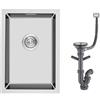 KINKIBOS Lavello da cucina in acciaio inox 304, 35 x 50 cm, piccolo lavello in acciaio inox con troppopieno (senza foro per rubinetto), 1 bacino rettangolare, lavello da cucina per 40 cm