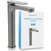 Bächlein Rubinetto da bagno Elowa alto dal design moderno, miscelatore monocomando extra alto per lavabo con kit di montaggio, rubinetto da bagno, colore antracite
