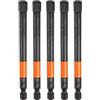QUARKZMAN 5pz H8 Inserti per Avvitatore 8mm Punta Piatta Metrica 1/4 Attacco Esagonale 100mm (4) Cacciavite Industriale Bussola Esagonali in Fosfato Nero Magnetico Lungo