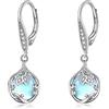 ONEFINITY Orecchini pendenti pendenti in argento Sterling con libellula, foglia di lacrima, pietra di luna/turchese e zirconi cubici regalo per donne e ragazze, Argento sterling, pietra di luna
