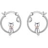 YAFEINI Orecchini da Donna con Gatto in Argento 925 - Orecchini a Cerchio Lunare per Ragazze e Bambini - Regalo di Gioielli