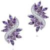 Crystalline Azuria Donna 18ct Placcato Oro Nozze Orecchini a Lobo con Viola Cristalli di Zirconi