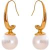 Zayka Jewelry Orecchini donna grandi a bottone in acciaio inossidabile placcati oro 18K (bianco perla)