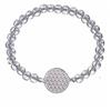 Bitto Bracciale stretch cristallo di rocca con piastrina in argento 925 Fiore della vita Ø 15 mm