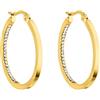 Purelei® Inner Shine Orecchini a cerchio, in acciaio inox placcato oro 18 carati, placcato oro rosa o argento, diametro 30 mm, larghezza 2 mm, orecchini da donna